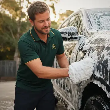 Foam-washing a car by hand